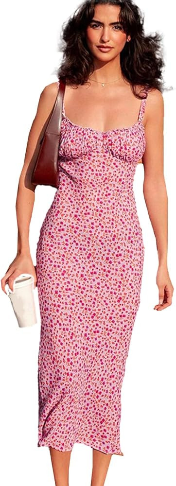Women's Sweet Casual Dress, Summer Pink Temperament Vacation Style Suspenders Dress, Comfortable ... | Amazon (US)