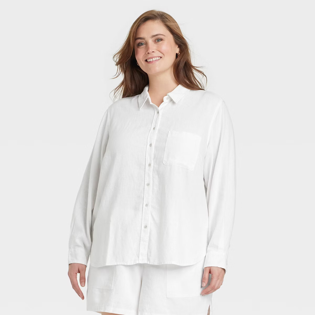 Women's Long Sleeve Collared Linen Button-Down Shirt - Universal Thread™ | Target