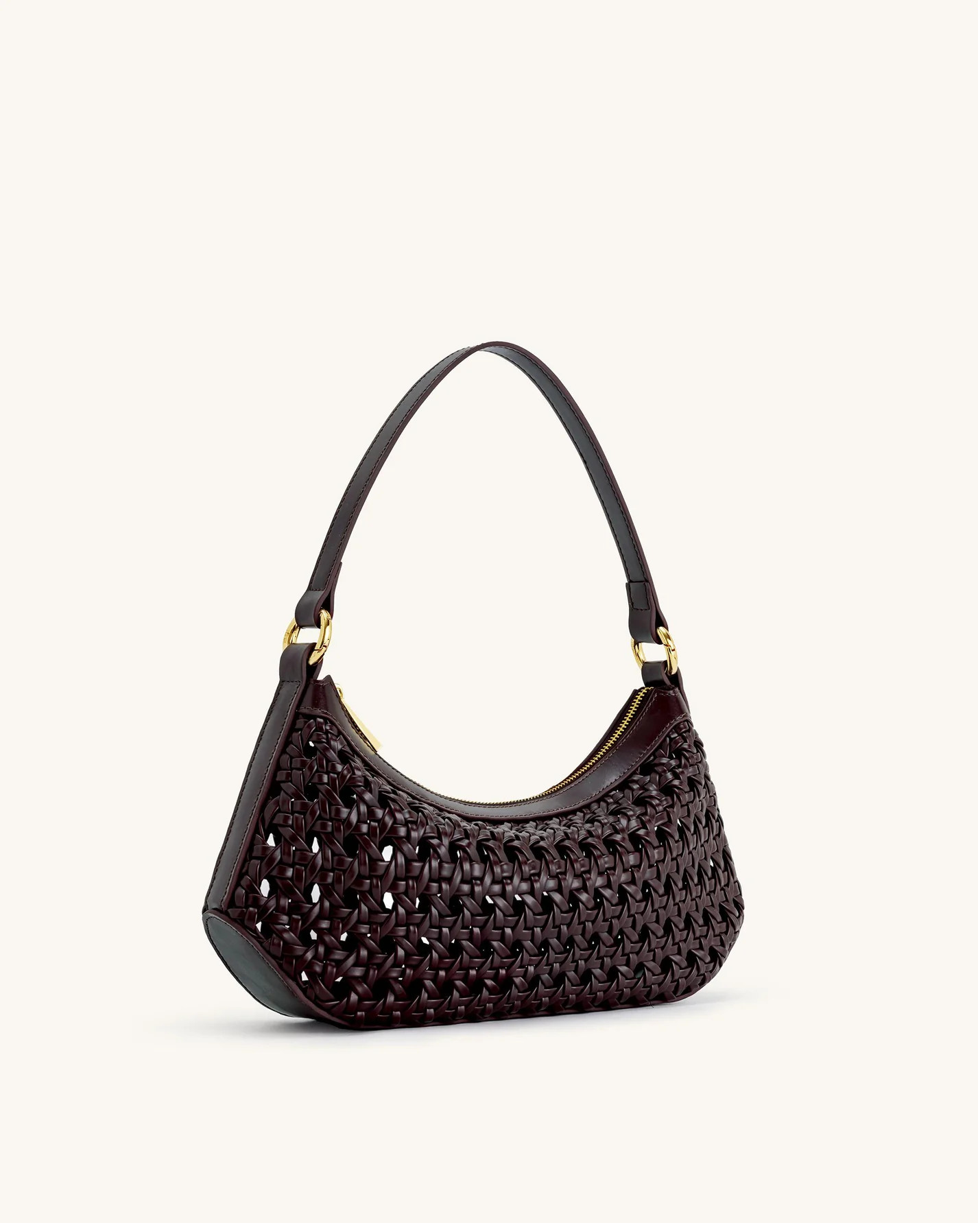Lily Faux Bamboo Woven Shoulder Bag - Deep Claret | JW PEI US