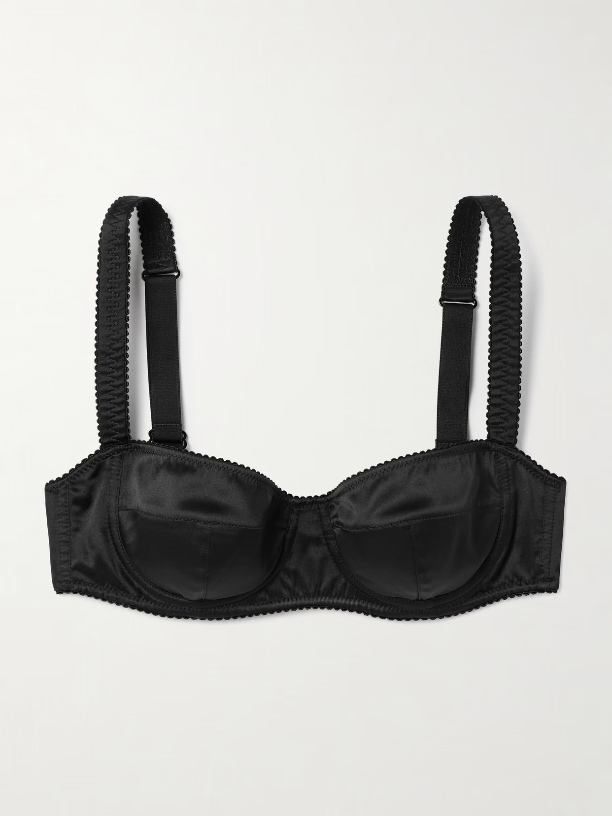 Dolce & Gabbana - Silk-blend Satin Underwired Balconette Bra - Black | NET-A-PORTER (US)