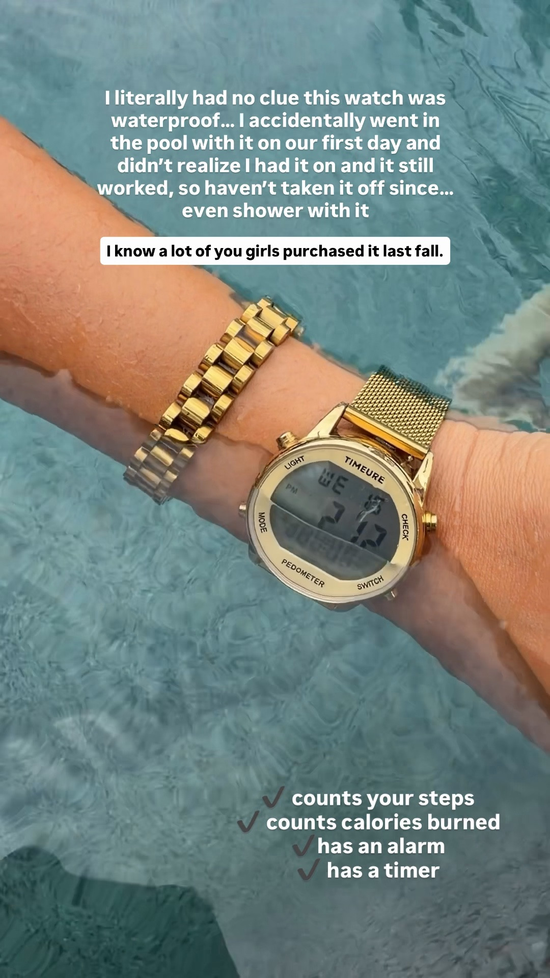 Literally had no clue this watch was waterproof! One of my fave watches that counts steps

#LTKMidsize #LTKstorytime #LTKdayinmylife