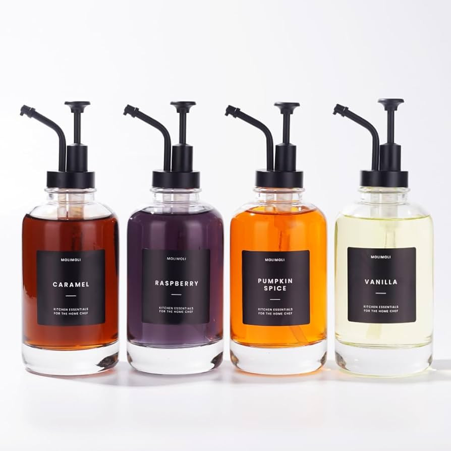 Molimoli Coffee Syrup Dispenser for Coffee Bar, Glass Syrup Bottle w. Pump, Maple/Coffee Syrup Bo... | Amazon (US)