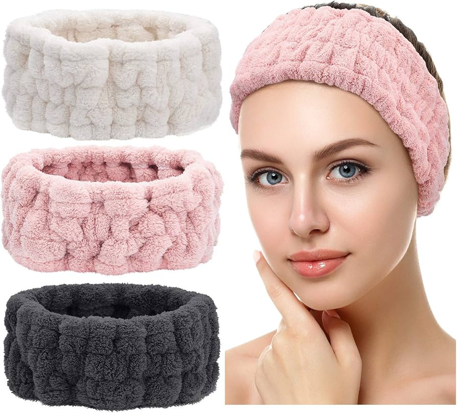 Chuangdi 3 Pieces Spa Headband for Women Facial Makeup Headband Soft Terry Cloth Hairband for Was... | Amazon (US)