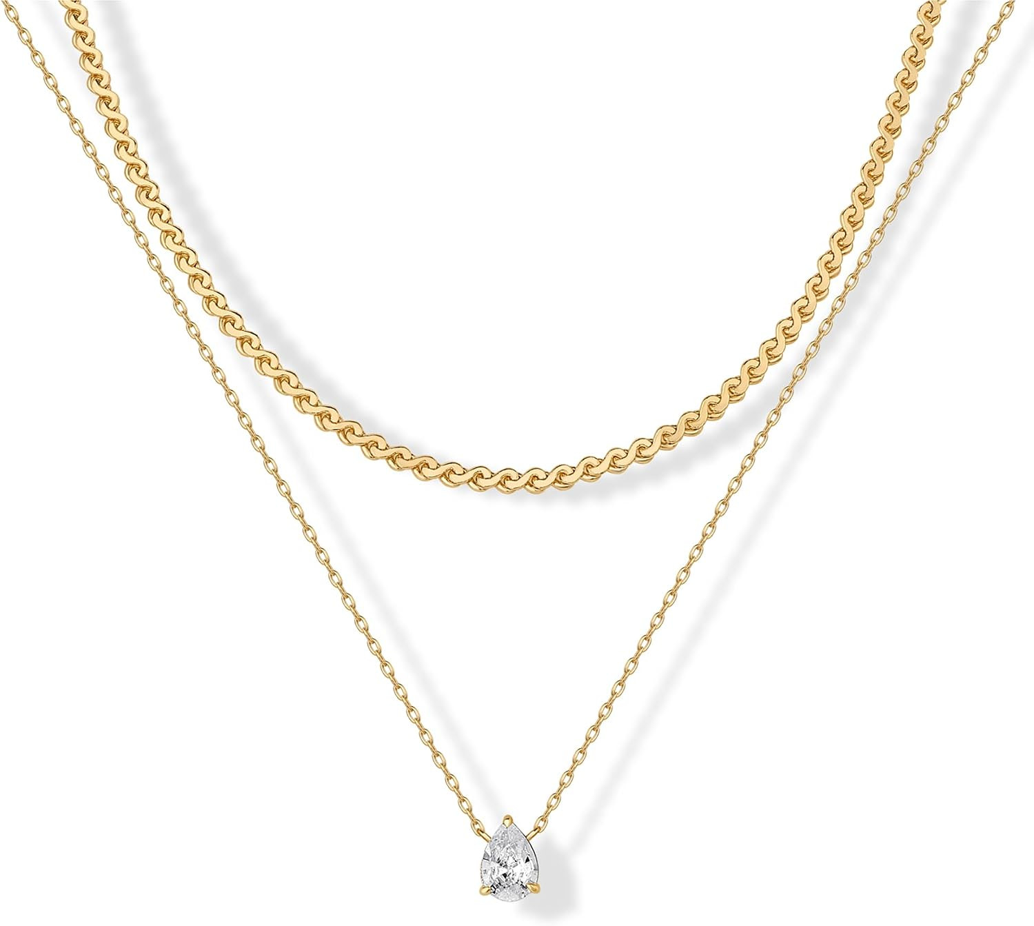 PAVOI 14K Gold Plated Statement Layered Necklace for Women, Chains Set | Amazon (US)