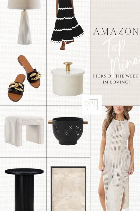 Top nine Amazon home and fashion finds of the week!

Beach coverup, swim coverup, crochet coverup, black sandals, slides, summer shoes, resort wear, vacation looks, black maxi dress, summer fashion, summer dresses, fluted table lamp, white lamp, salt cellar, modern kitchen, black colander, black end table, modern furniture, modern home, abstract wall art, geometric wall art, boucle ottoman, vanity stool

#LTKHome #LTKStyleTip #LTKShoeCrush