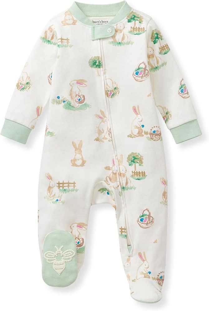 Burt's Bees Baby Boys Sleep and Play PJs, 100% Organic Cotton One-Piece Zip Front Romper Jumpsuit... | Amazon (US)