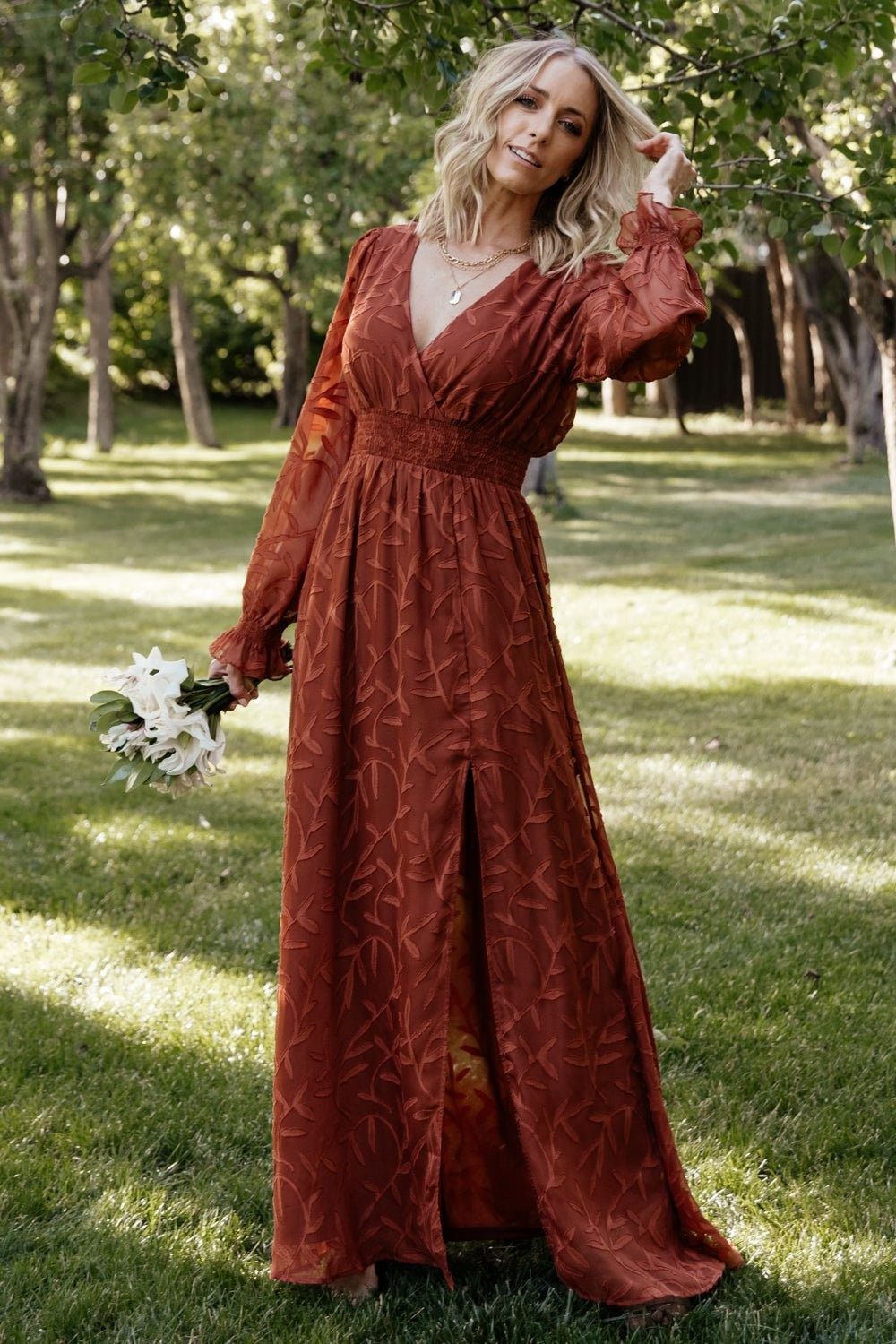 Bridget Textured Maxi Dress | Rust | Baltic Born