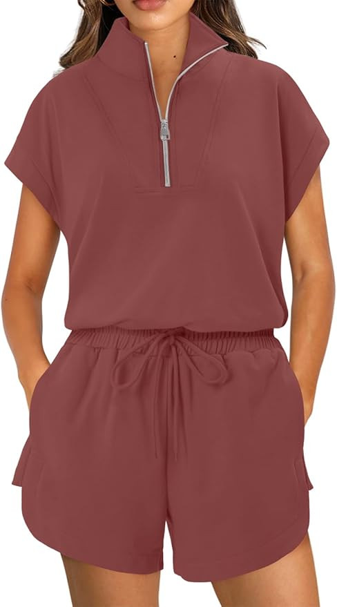 KISSMODA Two Piece Sets for Women Sweatsuit Casual Tracksuits Short Sleeve Tops and Shorts 2026 L... | Amazon (US)
