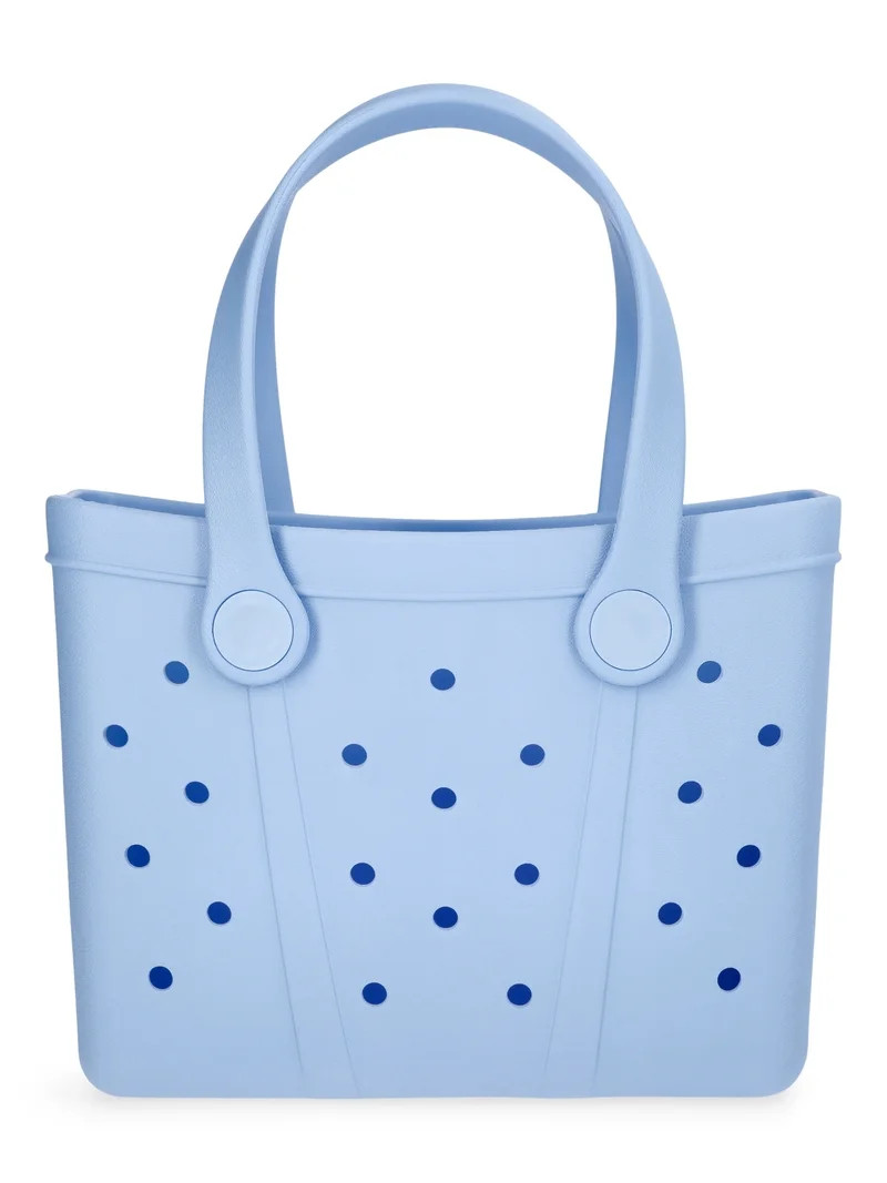 Time and Tru Women's Lightweight Mini Beach Tote Bag, Light Blue | Walmart (US)