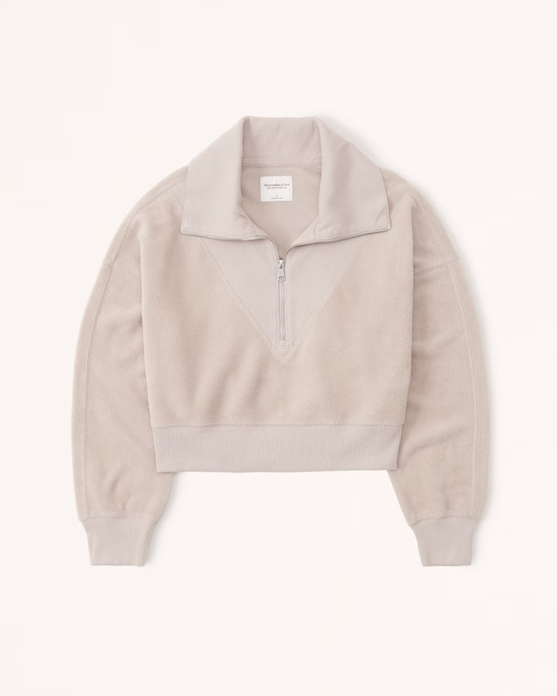 Textured Drama Collar Half-Zip | Abercrombie & Fitch (US)