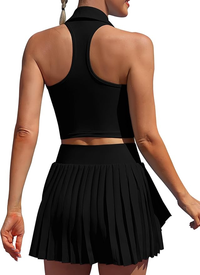 ATTRACO Women 2 Piece Tennis Dress with Shorts Workout Golf Skirts with Pockets Athletic Dress | Amazon (US)