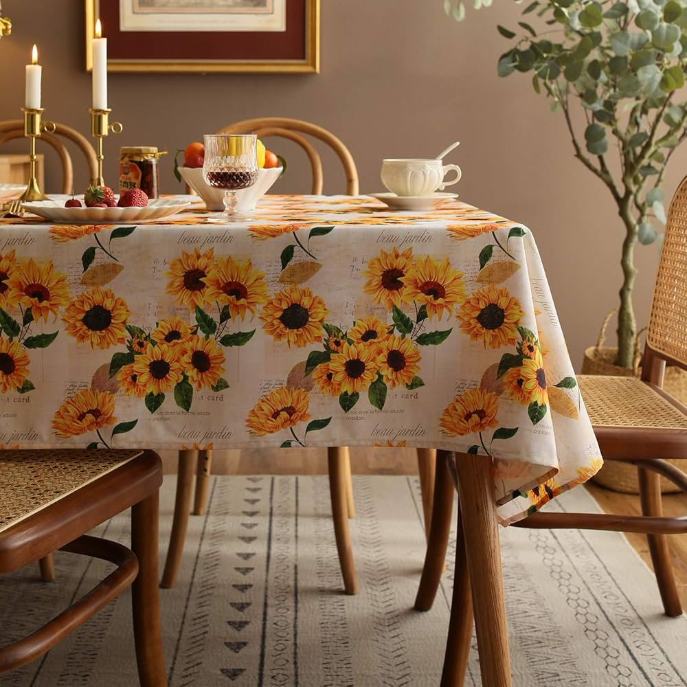 Joyfol Day Sunflower Tablecloth,Orange Floral Table Cloth for Rectangle Tables,Waterproof Resista... | Amazon (US)