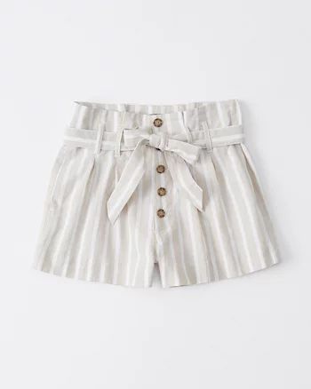 Womens Paperbag Waist Linen Shorts | Womens Bottoms | Abercrombie.com | Abercrombie & Fitch US & UK