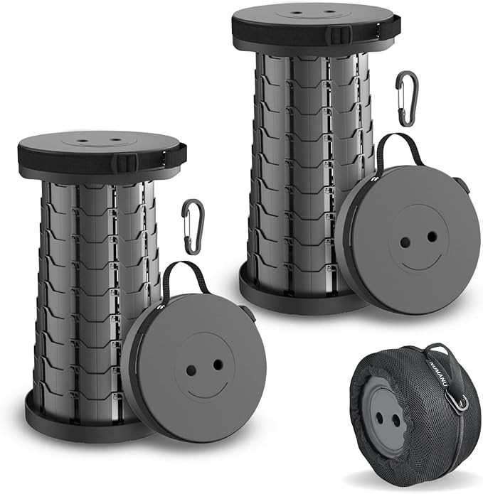 Collapsible Stool 2-Pack & Carry Bag + Clips - Upgraded Portable Folding Stool, Height Adjustable... | Amazon (US)