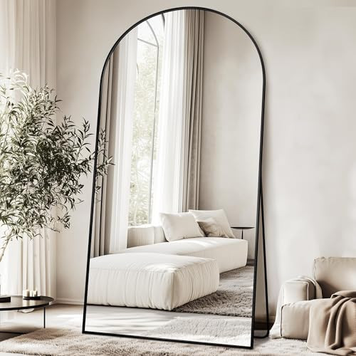 Antok Full Length Mirror, 78"x38" Floor Mirror Freestanding, Arched Full Body Mirror Floor Standing Mirrors with Stand for Bedroom, Hanging Mounted Mirrors for Living Room Cloakroom, Black | Amazon (US)