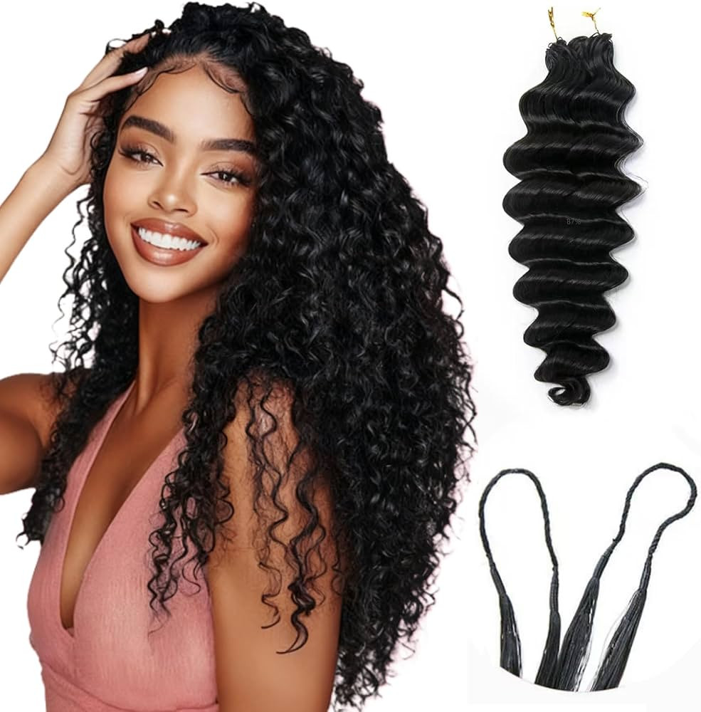 Deep Wave Knotless Pre-Separated Crochet Hair Extensions Human Hair Loose Wave Crochet Hair Natur... | Amazon (US)