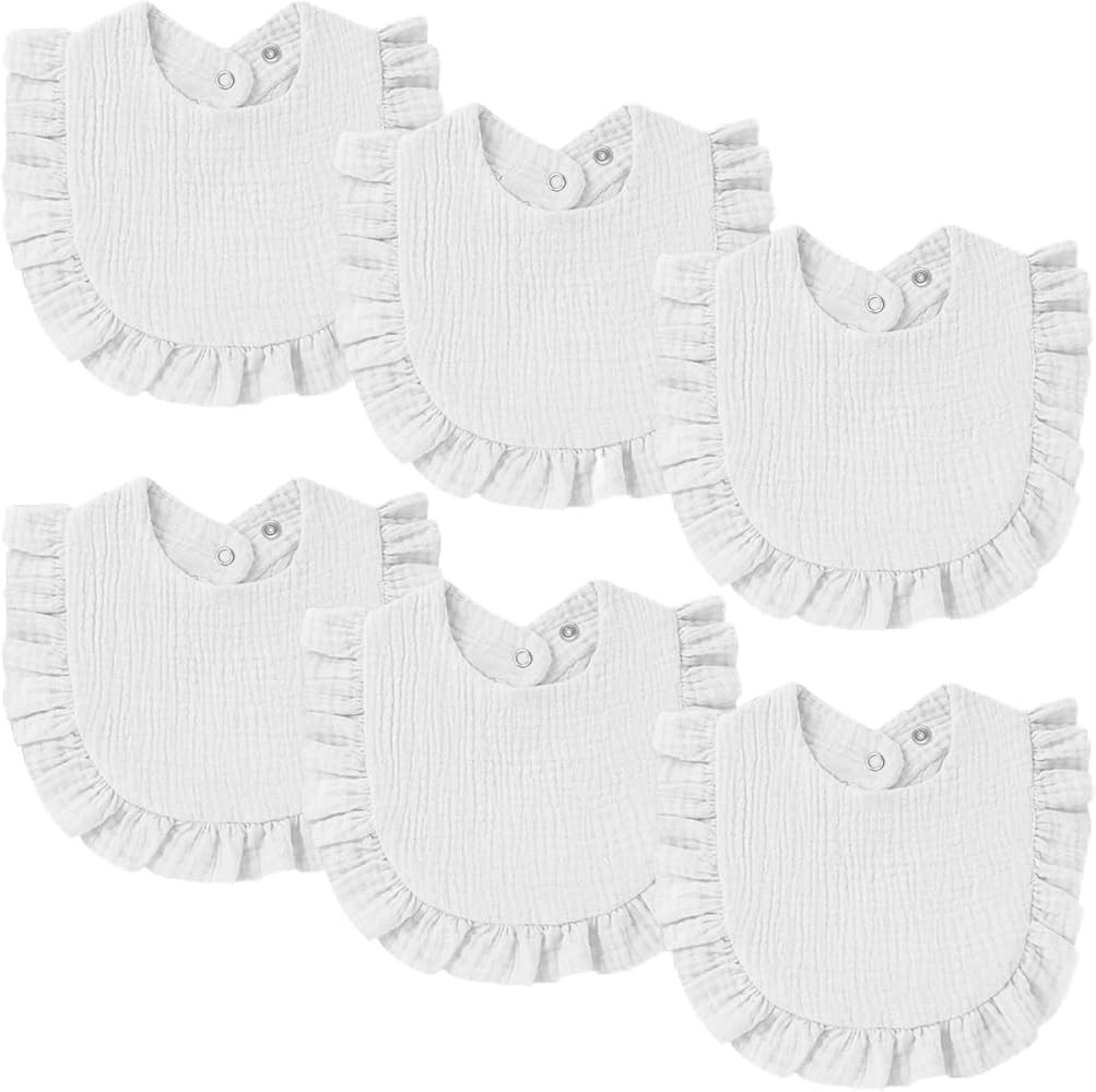 Oiomniv Muslin Baby Bibs, 6-Pack Bandana Drool Bibs Soft Cotton Adjustable Unisex Newborn, Toddle... | Amazon (US)