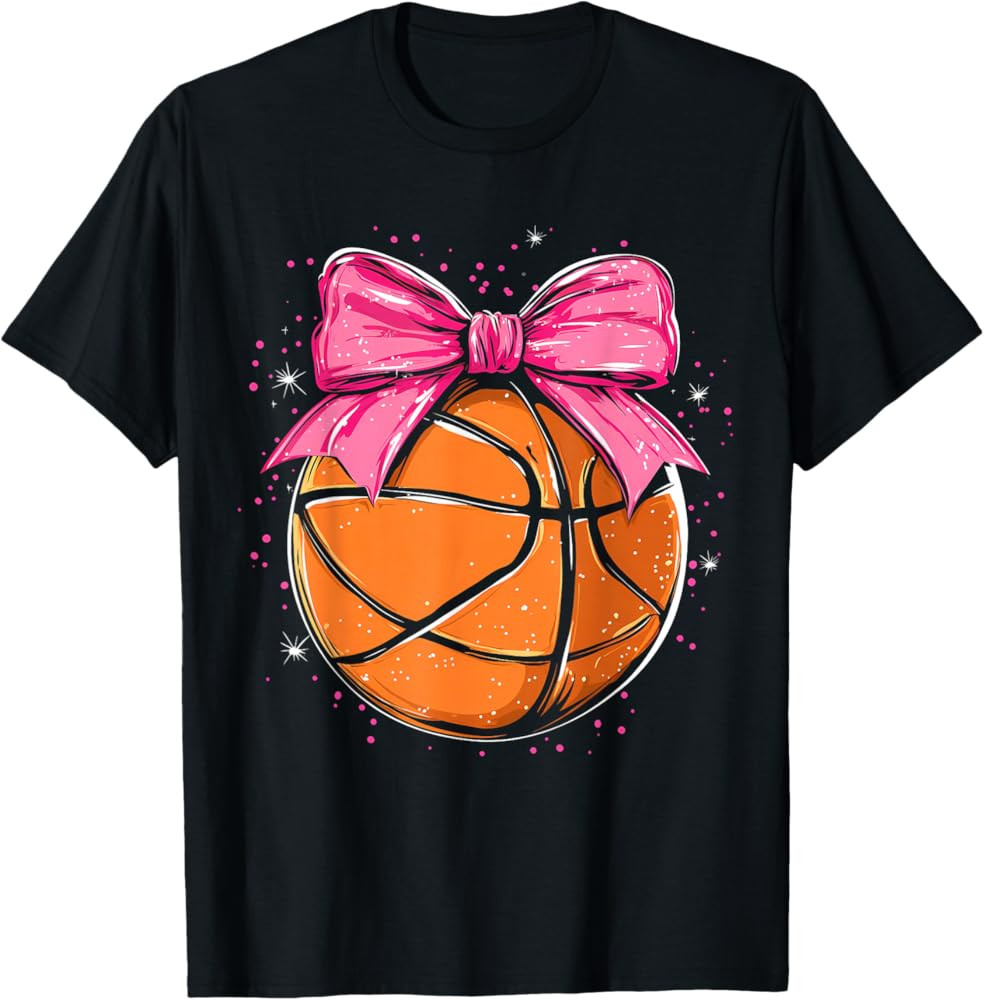 Basketball Coquette Bow Cute Basketball Player T-Shirt | Amazon (US)