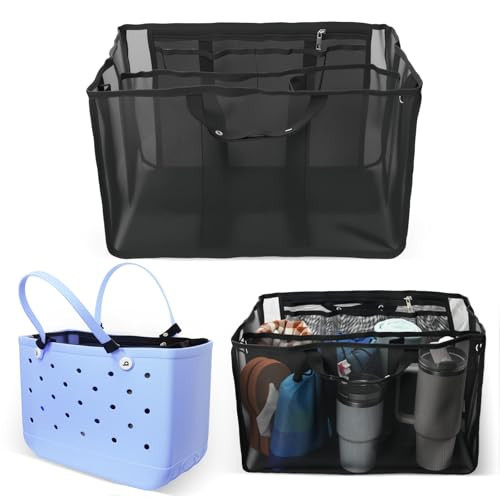 lipmo Beach Bag Organizer Insert for X Large Bogg Bag Accessories, Original Lightweight Mesh Divider Storage Bag Suitable for XL Bogg Bag, Beach Tote Bag Organizer Insert Inner Bags (Black) | Amazon (US)