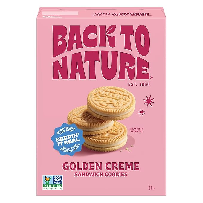 Back to Nature Golden Creme Sandwich Cookies - Dairy Free, Non-GMO, Made with Wheat Flour, Delici... | Amazon (US)