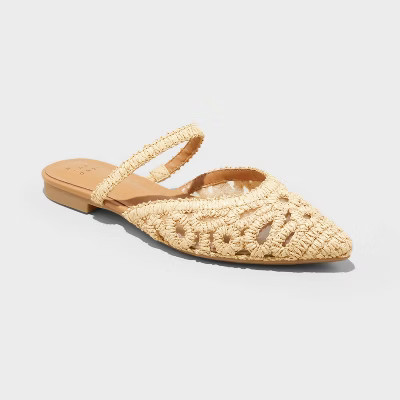 Women's Vienna Raffia Woven Mule Flats - A New Day™ Tan 9 | Target
