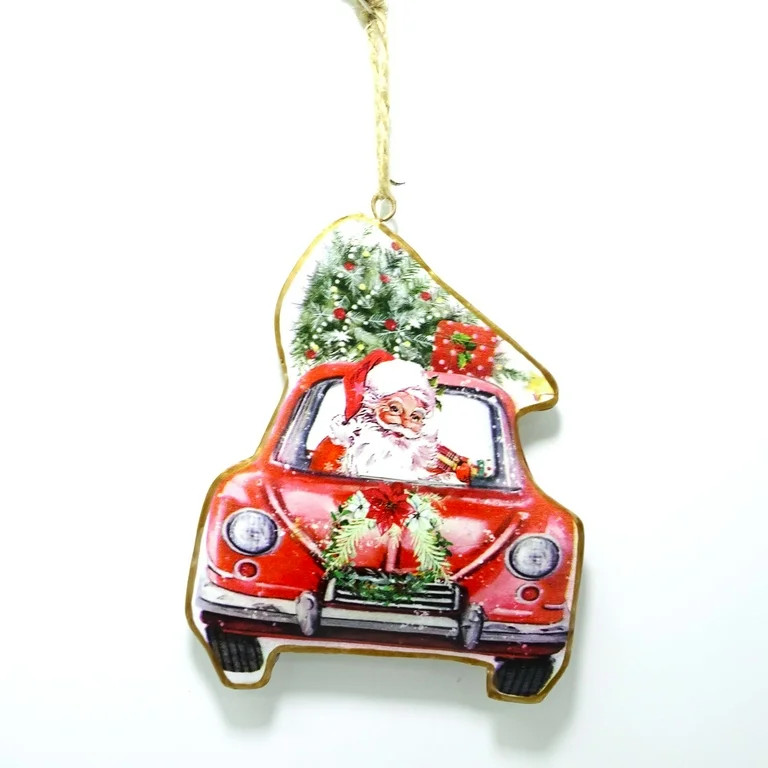 Red & Green Santa in Car Christmas Ornament, 5.12", by Holiday Time - Walmart.com | Walmart (US)