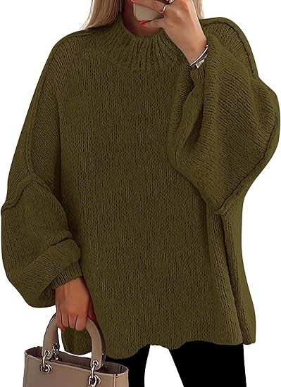 PRETTYGARDEN Women's 2025 Fall Oversized Sweaters Chunky Knit Mock Neck Long Sleeve Casual Trendy... | Amazon (US)