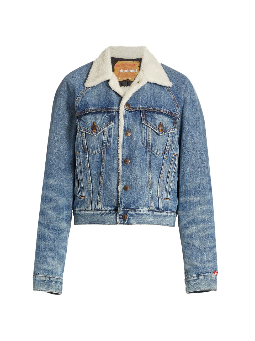 Exeter Faux Shearling Collar & Lining Denim Trucker Jacket | Saks Fifth Avenue