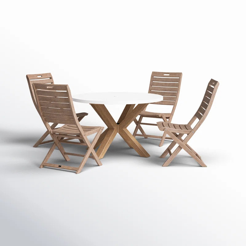 Fleur 4 - Person Round Outdoor Dining Set | Wayfair North America