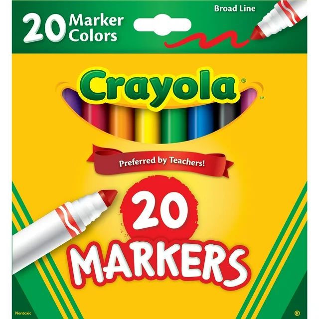 Crayola Broad Line Markers, 20 Ct Classic Colors, School Supplies for Teachers and Kids, Classroo... | Walmart (US)