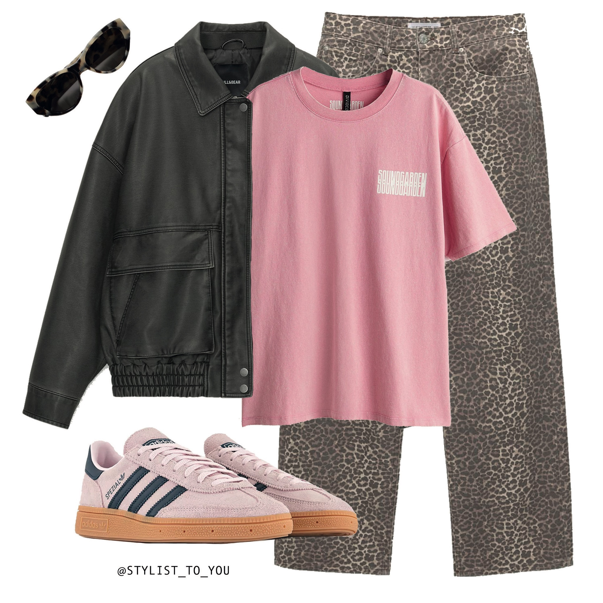 On Wednesdays, we wear pink... and leopard print! 🌸🐆 

Styling a brown leopard animal print jeans trousers pants with a pink slogan graphic t-shirt tee top, brown leather bomber jacket, pink adidas spezial trainers sneakers and tortoiseshell sunglasses, colour pop, cool look, everyday outfit, effortless style, accessories, easy outfit, capsule wardrobe, casual look, spring outfit, H&M, pull and bear, Stradivarius, everyday style, chic style, modern look, timeless fashion, stylish outfit, simplicity, simple, it girl, smart casual, relaxed, neutral colours, Spring Style, Fashion Inspiration, Outfit Ideas, everyday, Casual Outfits, Virtual Stylist, Styling Tips, How to Wear, Wardrobe Inspo, Fashion Trends, Chic Outfit, Elegant Style, Capsule Closet, Everyday Look, Style Daily, Minimalist, What to Wear, Street Style, Cute Outfits, Aesthetic Neutral Style, Trendy style, Comfortable and stylish, Chic Trends, Spring Fashion, Holiday Outfit, Style Ideas, trending, style guide, elevated style, feminine, SS24, What to Wear, it girl, clean girl

#LTKuk #LTKeurope #LTKstyletip