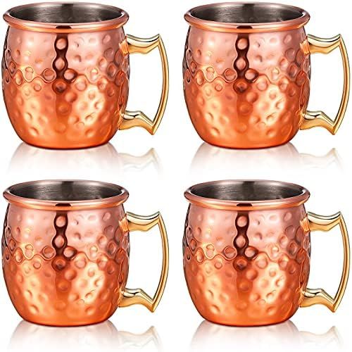Amazon.com | 4 Pieces Mini Moscow Mugs 2 oz Mule Shot Glasses for Home, Kitchen, Bar Drinkware: S... | Amazon (US)