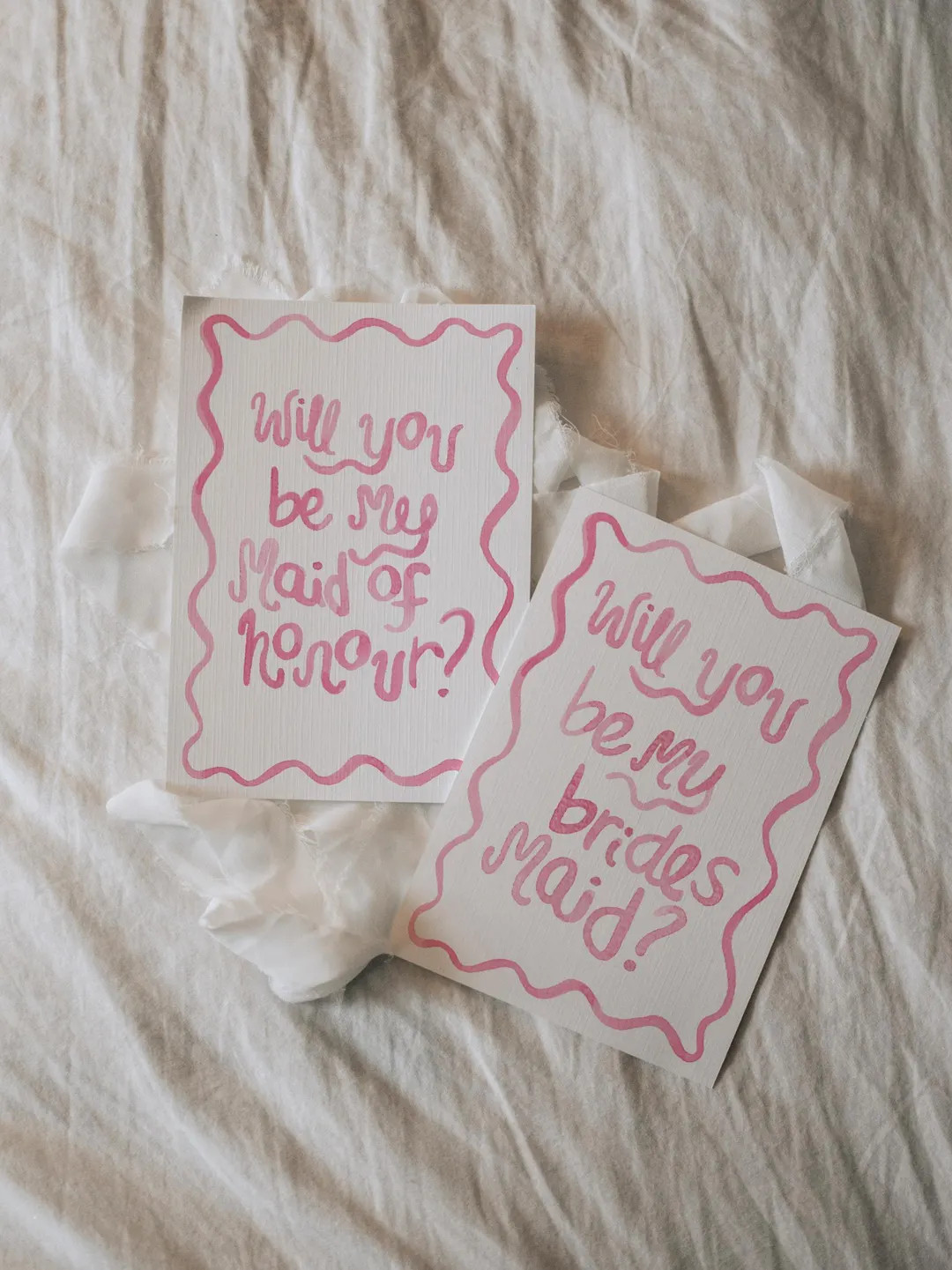 COMBO Pink Watercolour Squiggle Be My Bridesmaid & Maid of Honour Proposal Cards Digital, Downloa... | Etsy (US)