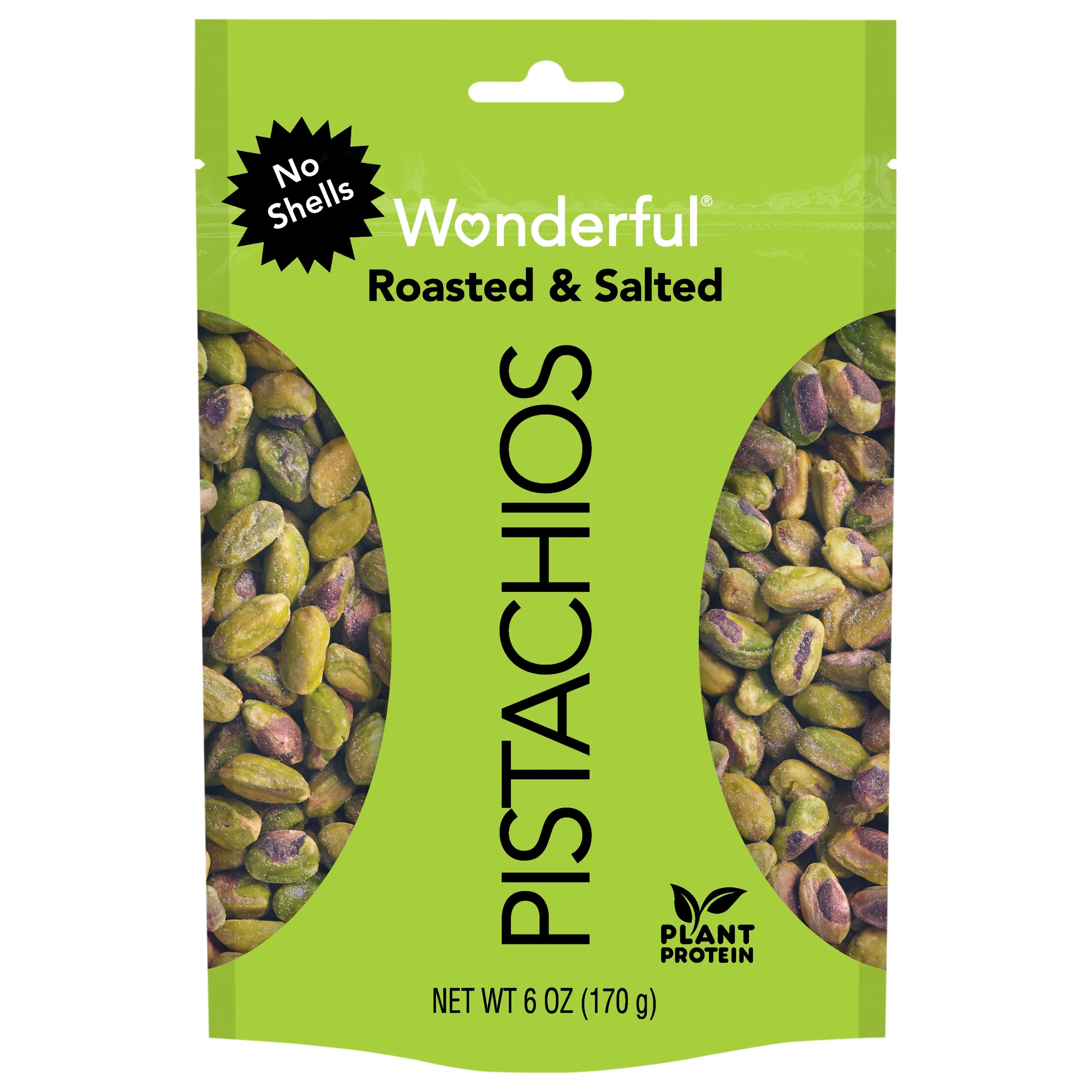 Wonderful Pistachios No Shells Roasted & Salted Nuts, 6 Ounce Bag | Walmart (US)