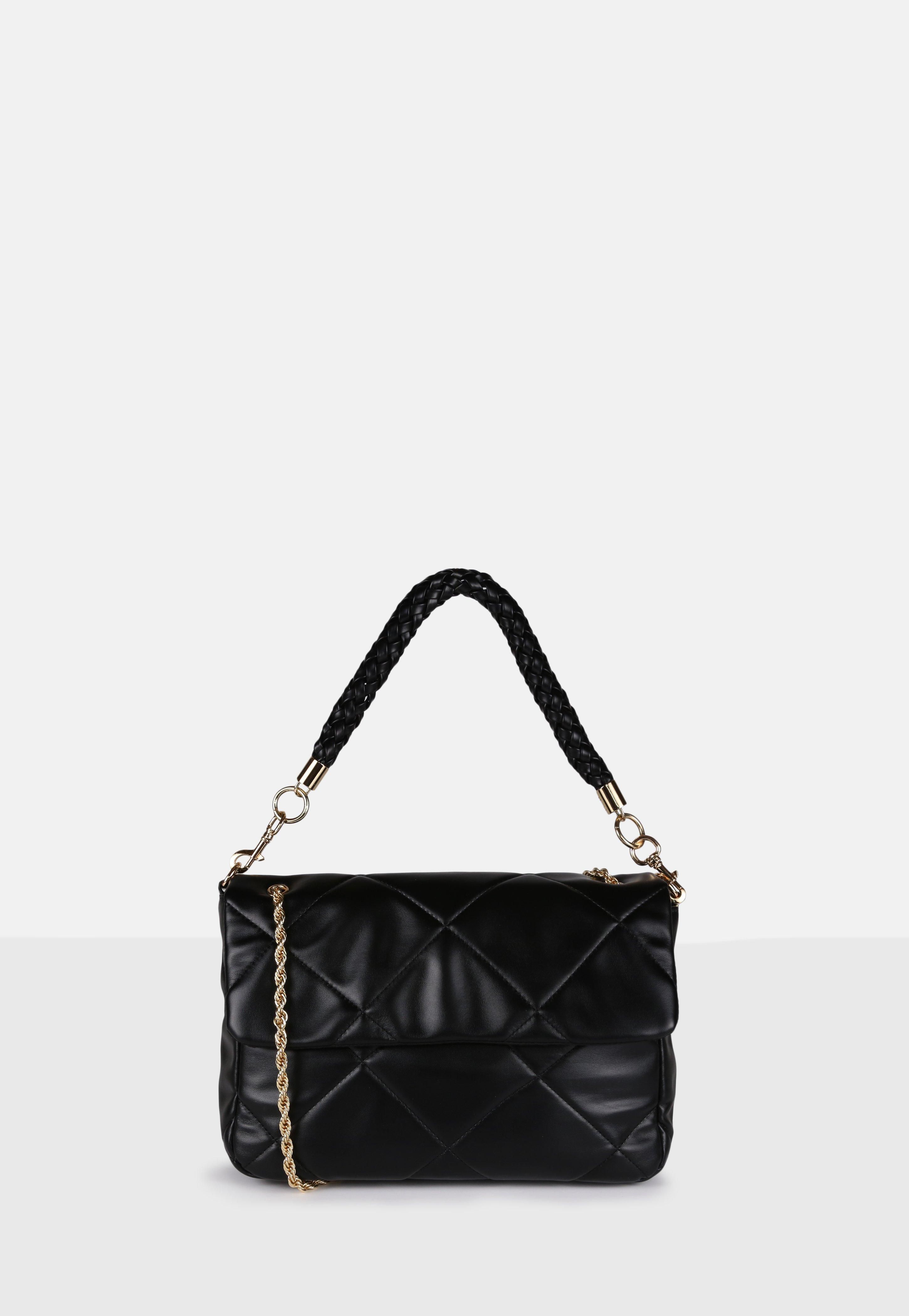 Black Quilted Shoulder Bag | Missguided (US & CA)