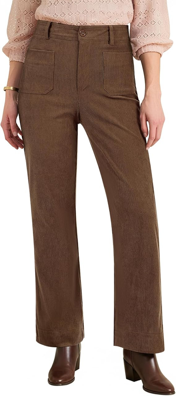 GRAPENT Corduroy Pants Women High Waisted Wide Leg Trendy Patch Pocket Fall Winter Dressy Casual ... | Amazon (US)