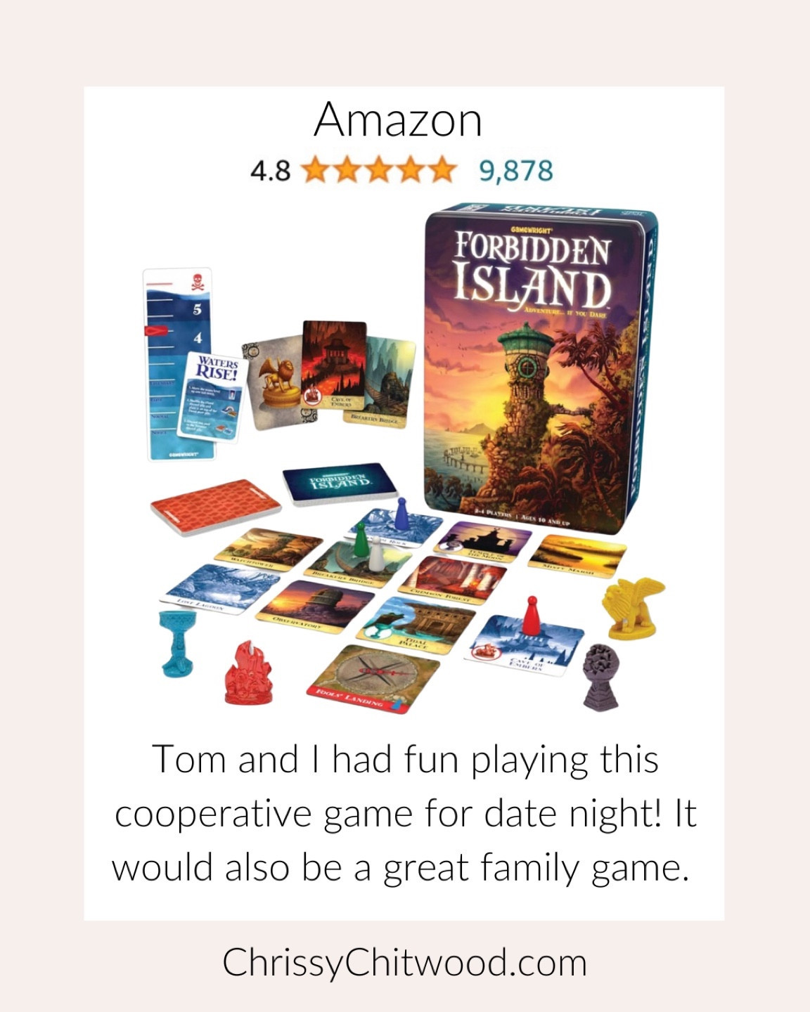 Tom and I had fun playing this cooperative game for date night! It would also be a great family game. 

Forbidden Island is an approximately 30 minute cooperative board game for 2-4 people ages 10+. I think it would work for younger ages depending on maturity level. It would also make a good gift for a family, him, her, or kids. 

I also linked more cooperative board games Tom and I love or our whole family love. 

Amazon find, Forbidden Island game, couples game, family game 

#LTKfindsunder50 #LTKGiftGuide #LTKfamily