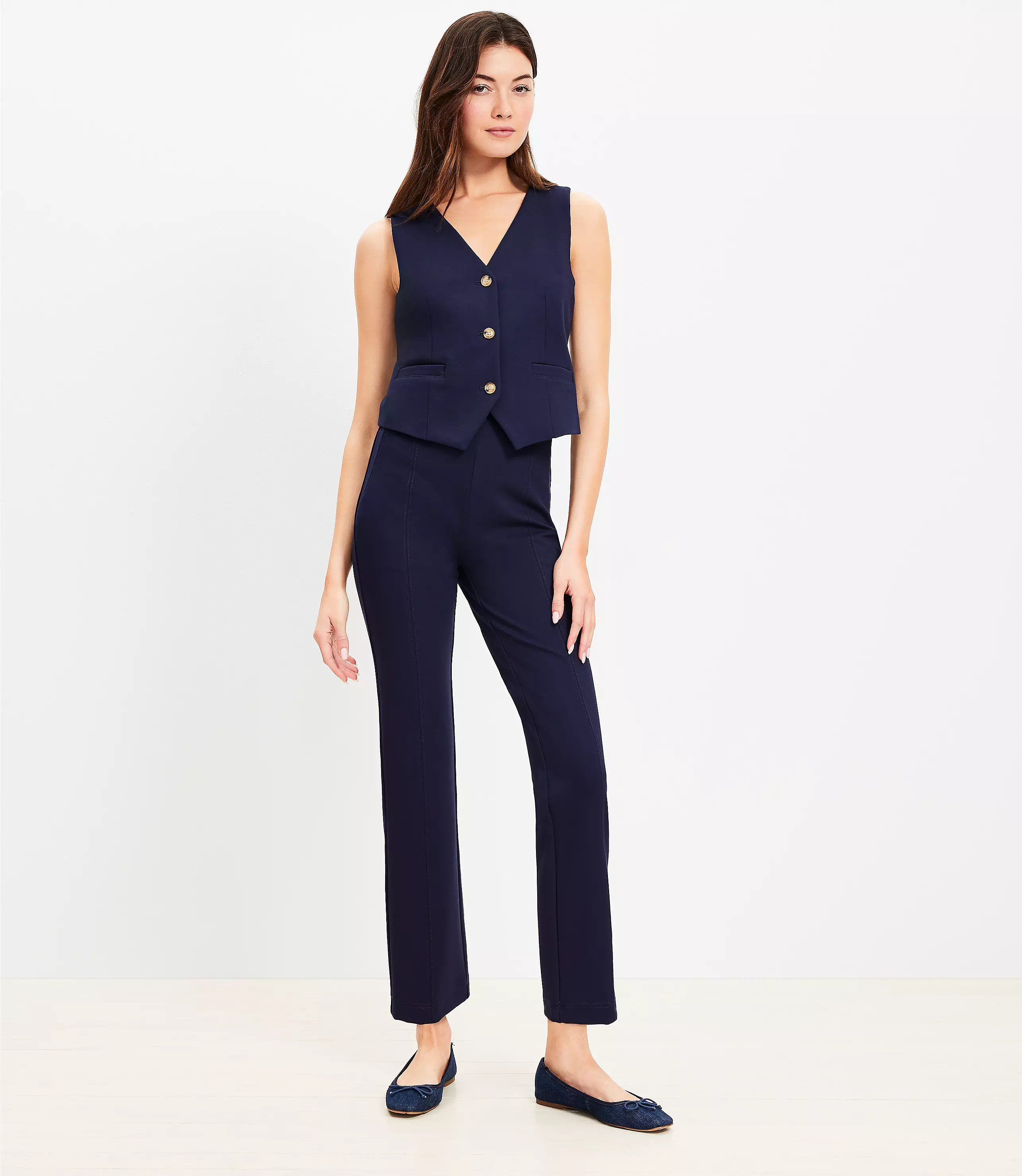 Petite Ponte Straight Pants | LOFT