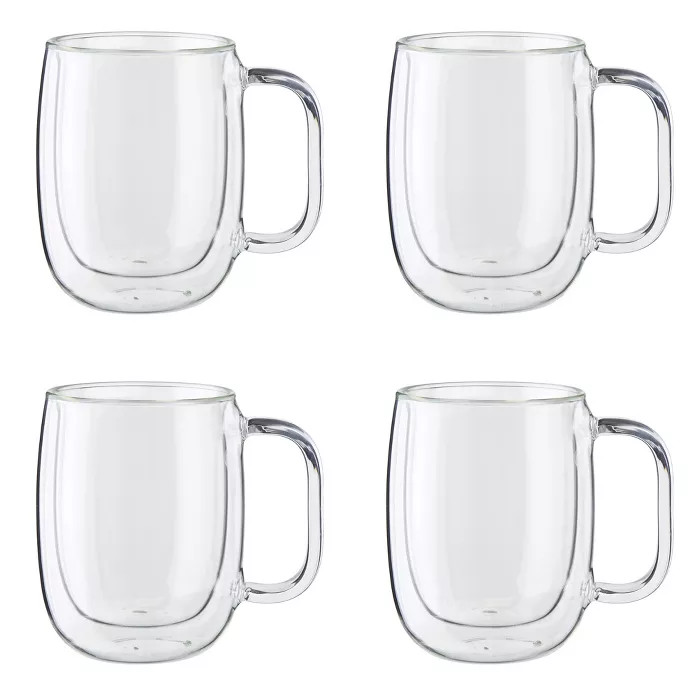 ZWILLING Sorrento Plus 4-pc Double-Wall Glass Coffee Mug Set, Clear | Target