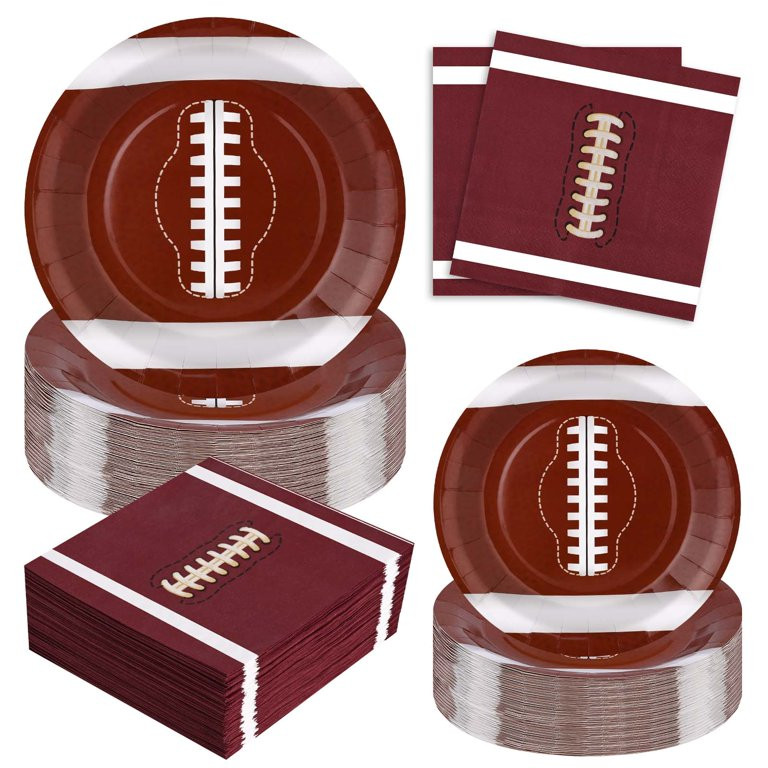 DAZLUTE 200 PCS Football Party Supplies Plates and Napkins Tableware Set Football Theme Party Dec... | Walmart (US)