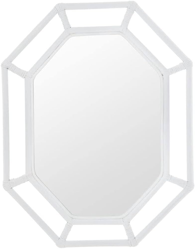 Kouboo Rattan Chippendale Mirror - White - Handcrafted Octagon Rattan Mirror - 25" x 32" - Perfec... | Amazon (US)