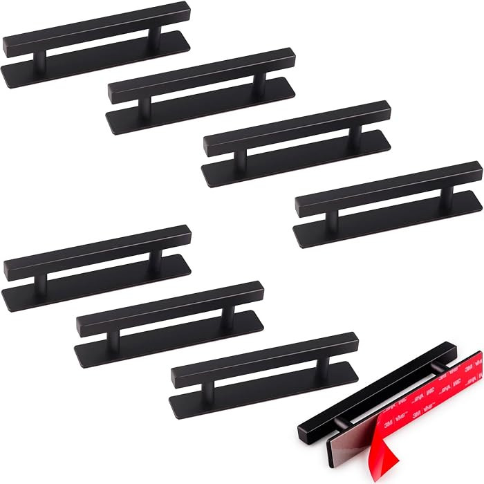 Stainless Steel Feel, No Drill Drawer Pulls, Stick On Handle for Cabinets Closets Sliding Shower ... | Amazon (US)