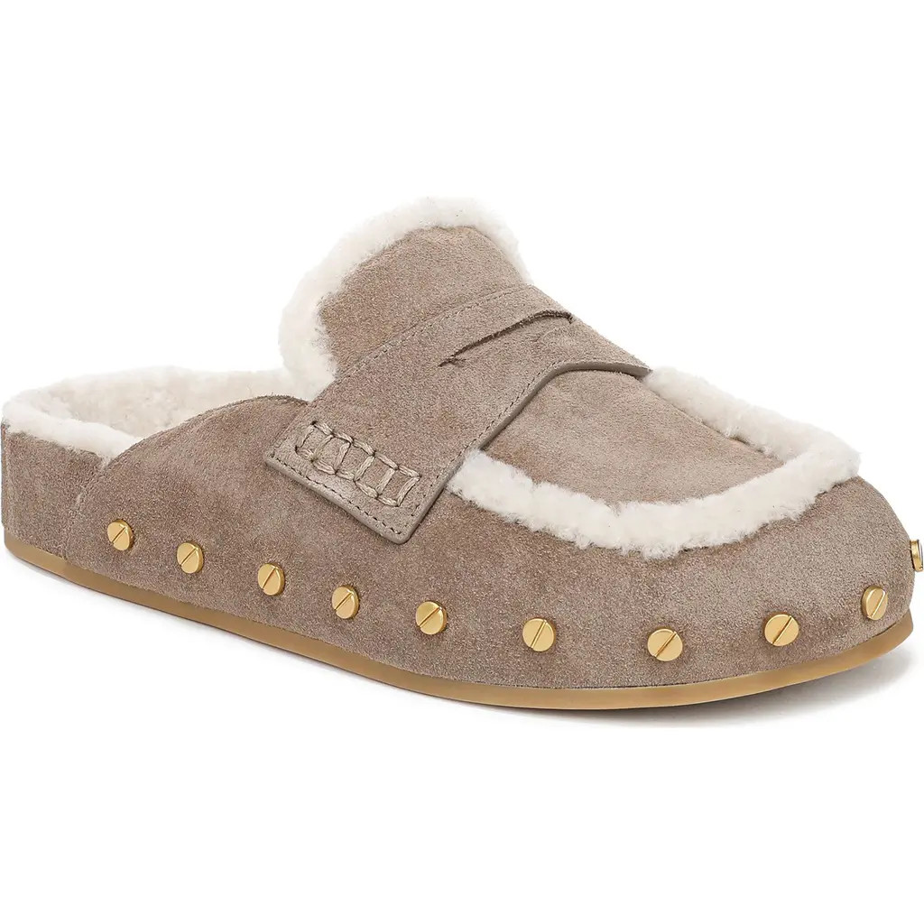Veronica Beard Fenix Genuine Shearling Mule in Bark Ecru at Nordstrom, Size 7 | Nordstrom