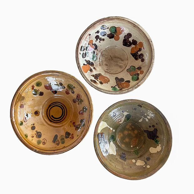Vintage Folk Art Decorative Bowl Set of 3 | Antique Farm House