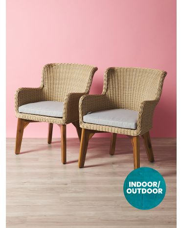 2pk Woven Resin Wicker Arm Chairs | HomeGoods