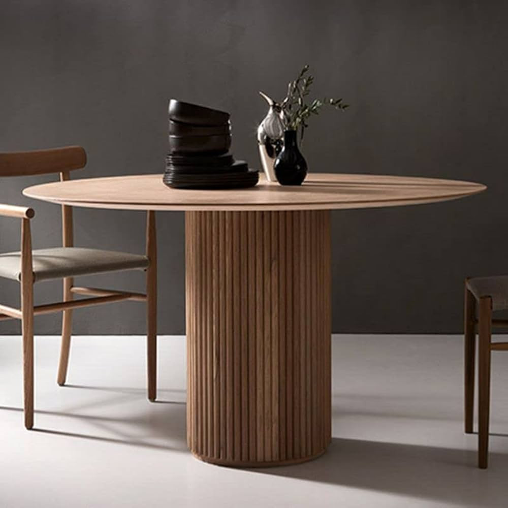 LAKIQ Modern Round Dining Table 35.5’’ Wide Pedestal Dining Room Table Contemporary Wooden Ki... | Amazon (US)