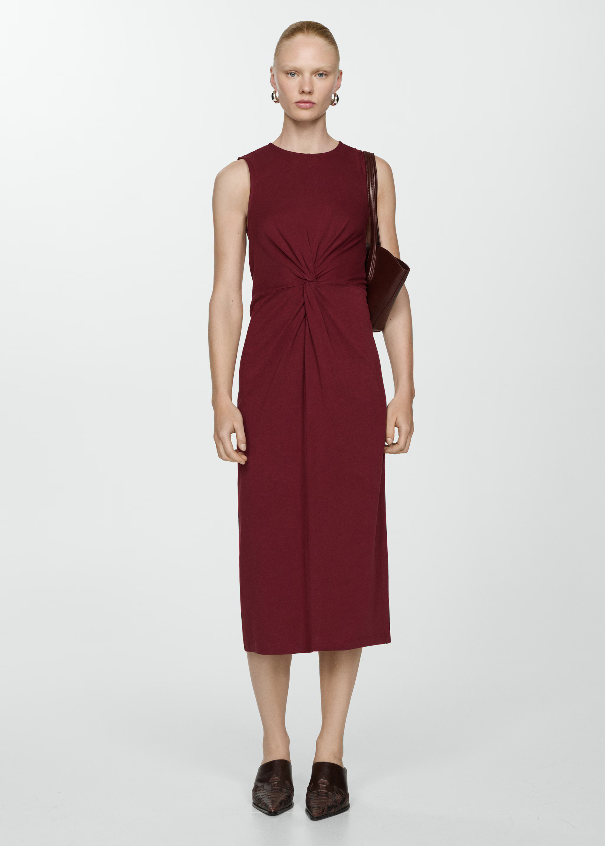 Midi-dress with draped detail - Women | MANGO USA | Mango (US/MX/AU)
