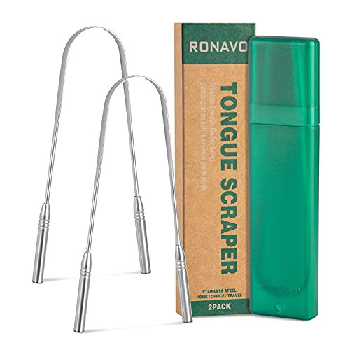 RONAVO Tongue Scraper for Adults, U Shaped, Flexible to Twist and Turn, Effectively Clean Tongue, Fresher Breath in Seconds, 100% Stainless Steel Tongue Cleaner, with Travel Cases | Amazon (US)