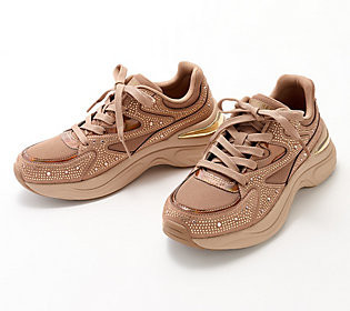 Skechers Street Rhinestone Lace-Up Sneakers- Hazel | QVC
