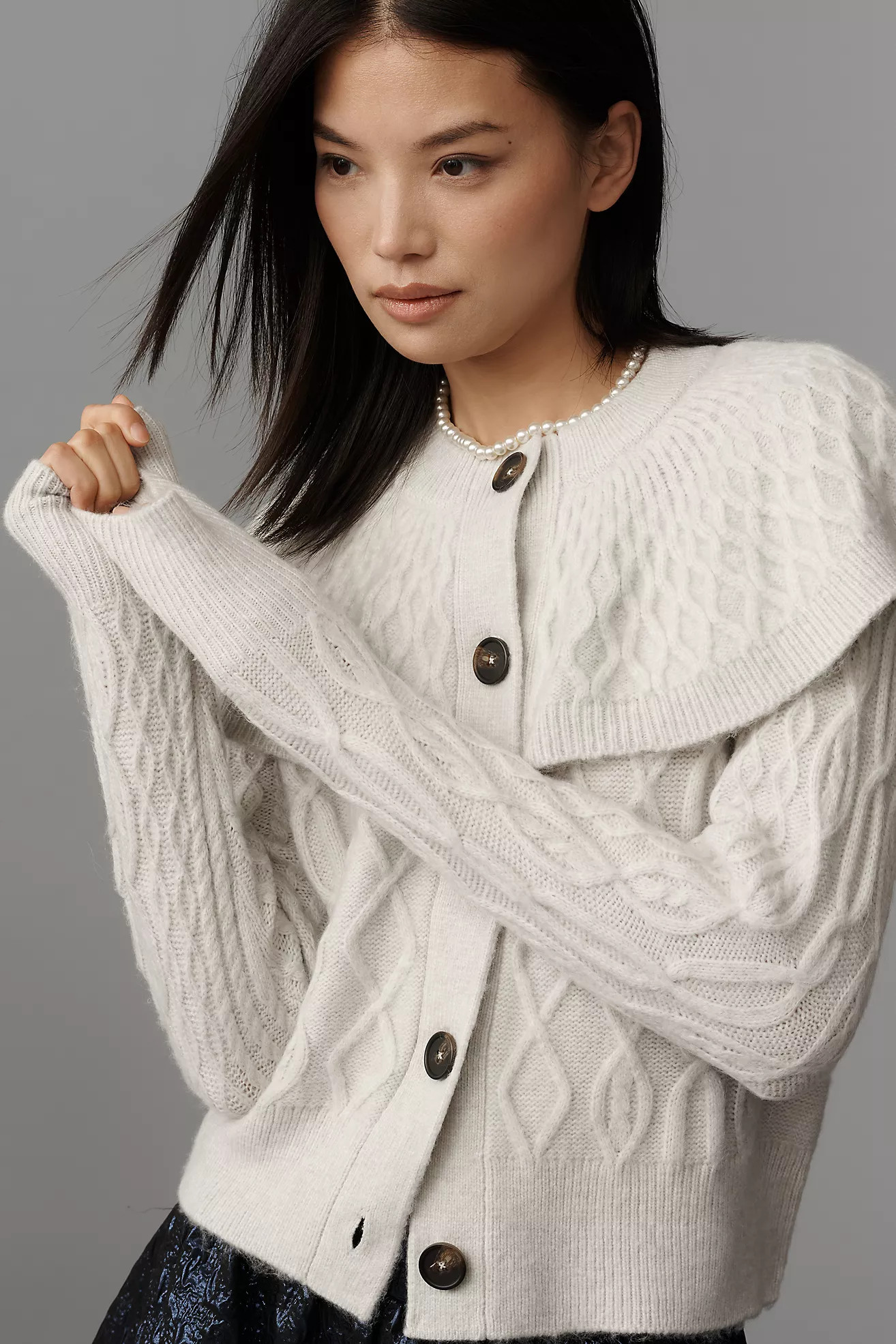Design History Cable-Knit Cape Cardigan Sweater | Anthropologie (US)